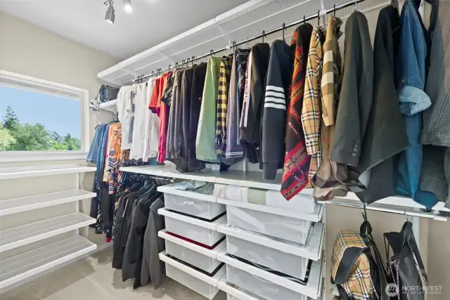 Walkin closet with windows and built in organizers