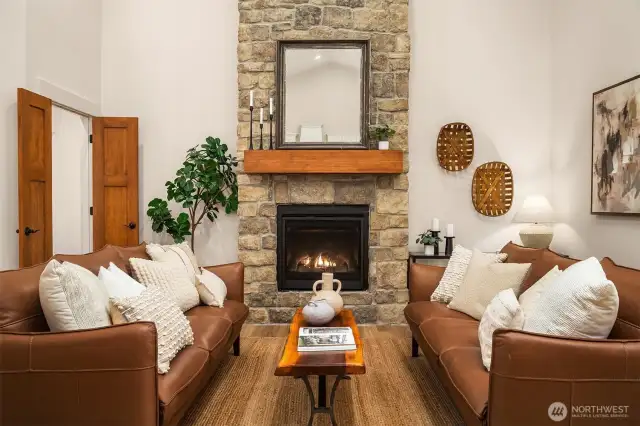 floor to ceiling gas fireplace