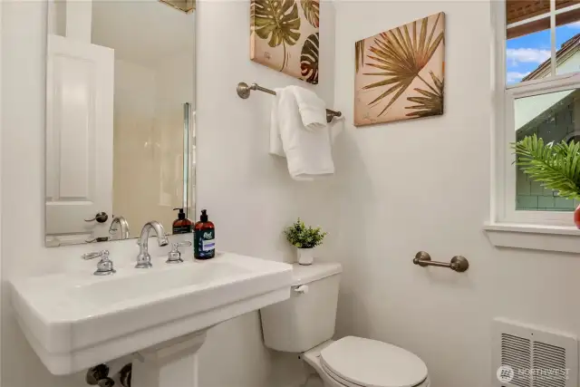 Three quarter bath on the upper level.