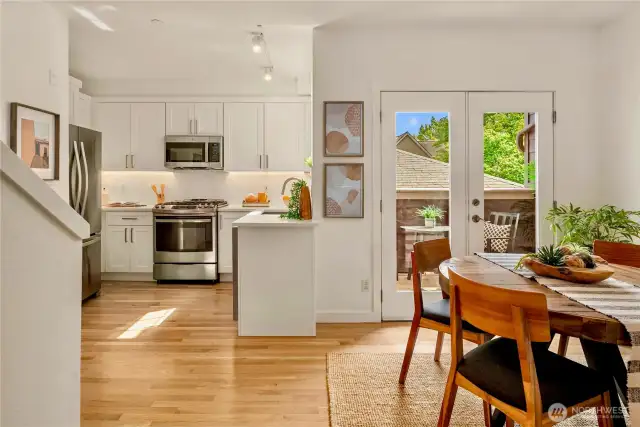 Gleaming hardwood floors, recently refinished.