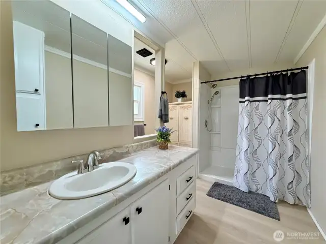Primary bathroom.