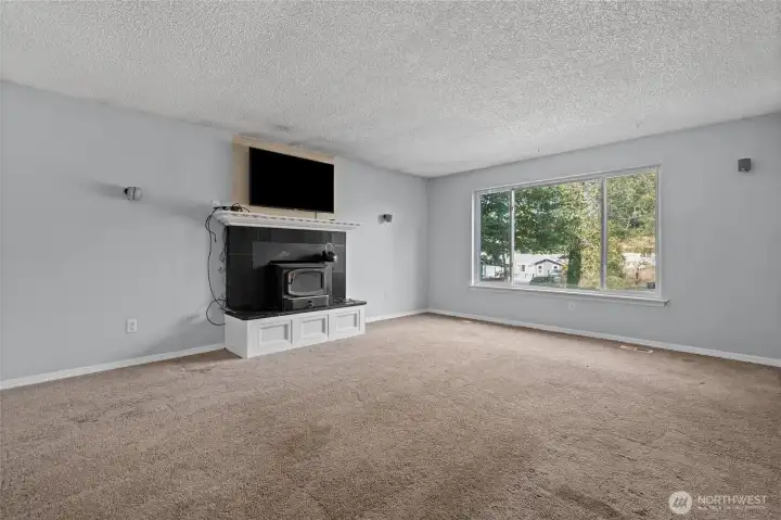 Large window offers natural light.