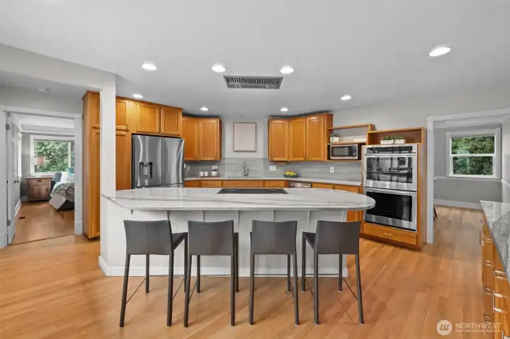 Gather in the kitchen to entertain your guests.