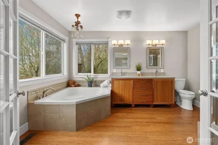 Spa-like primary bathroom.