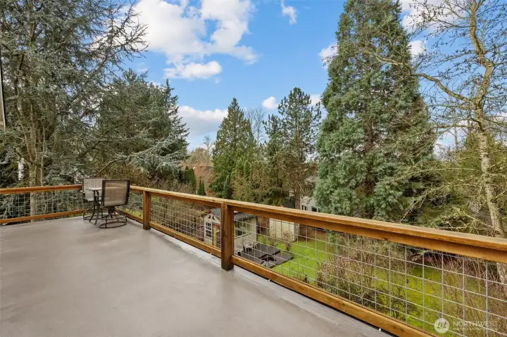 Private deck off back of house.