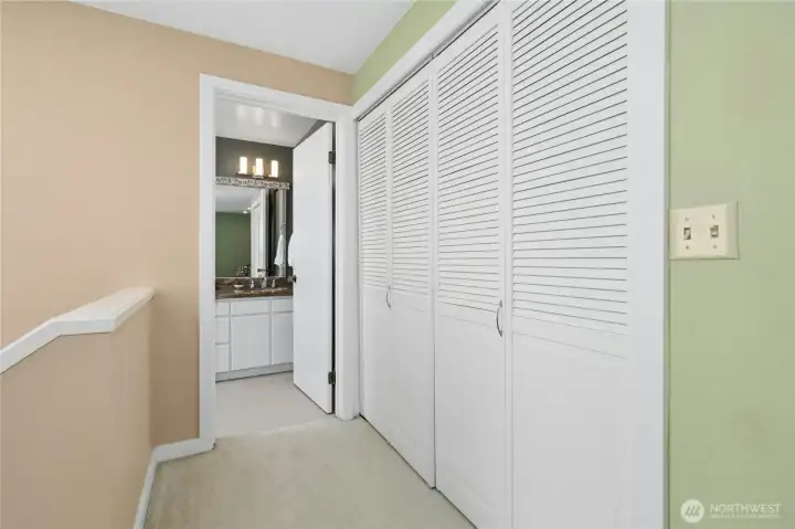 Hallway with ample upstair storage