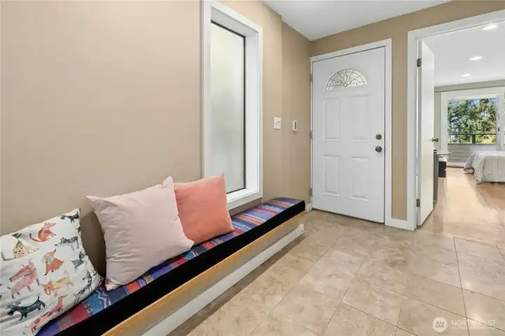 Entry has heated Travertine tiling Entry has heated Travertine tiling