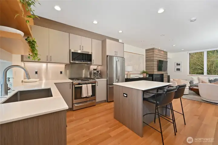 Well-equipped kitchen with stainless steel appliances