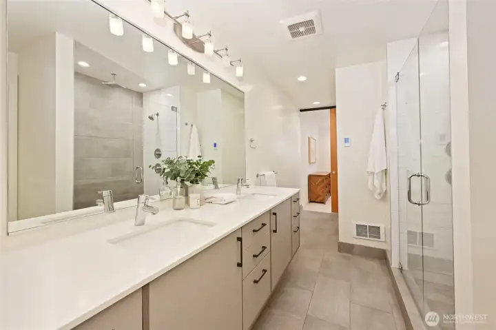 Treat yourself to this glamorous Primary Bathroom