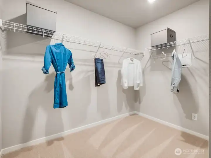 Primary walk-in closet is very large.  Photos are representational. Actual colors and finishes will vary. See site agent for details.