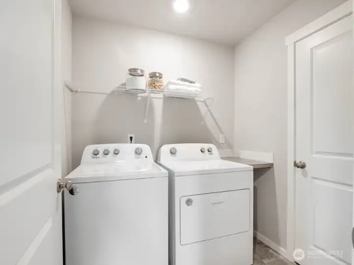 Very convenient upstairs utility room. Photos are representational. Actual colors and finishes will vary. See site agent for details.