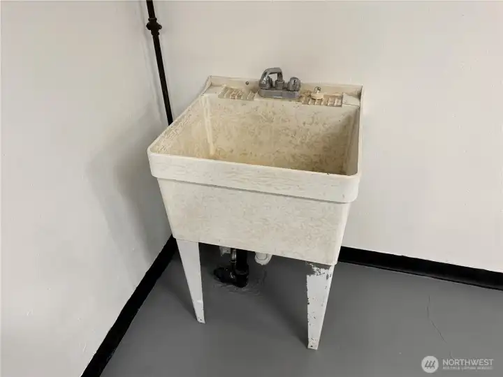 Garage deep sink. Currently is plumbed with cold water only.