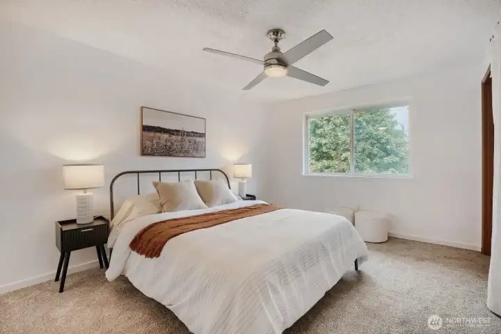 Primary bedroom features an en-suite 3/4 bathroom.