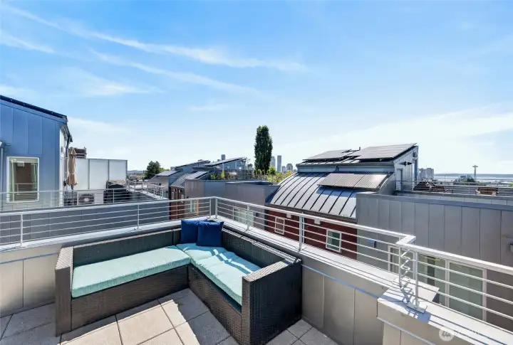 Private rooftop patio with Seattle views