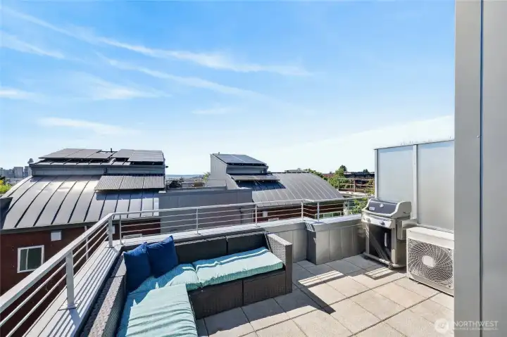 Private rooftop patio with Seattle views