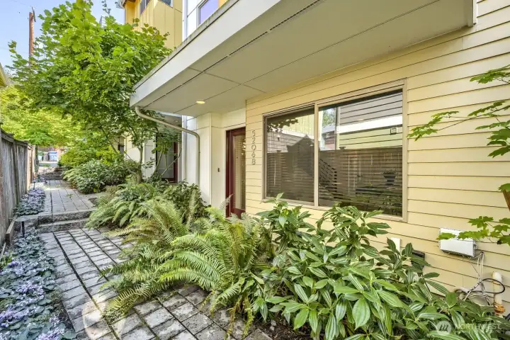Lovely private entry with ample landscaping