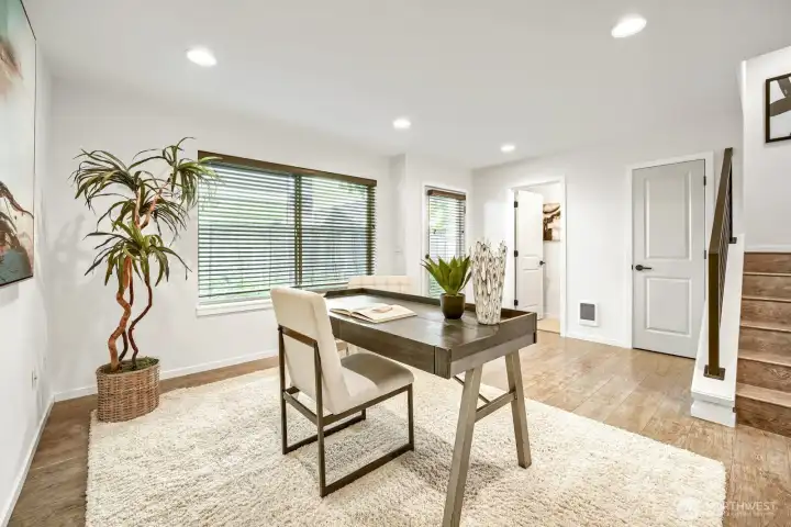 Spacious lower level office or 4th bedroom