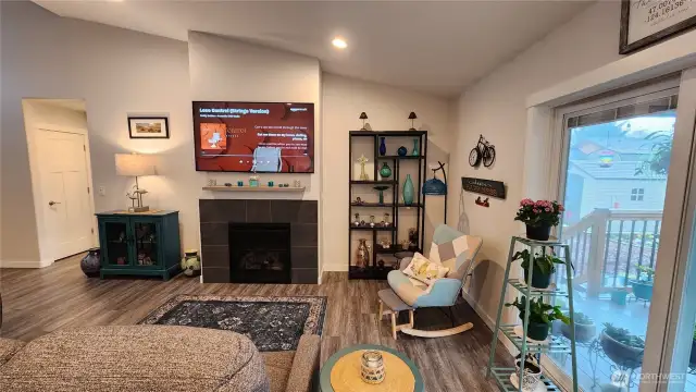 Living Room is spacious. The fireplace is propane, so easily starts with a switch.