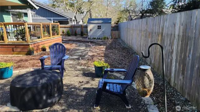 Enjoy sitting around the large fire pit with friends!