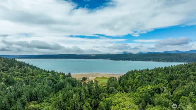 Arial view from house looking out to Hood Canal and Rendsland Creek park and beaches