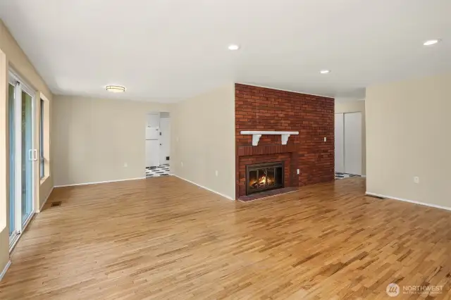 Practical living spaces with easy circular floorplan from the entry to the kitchen and living areas.