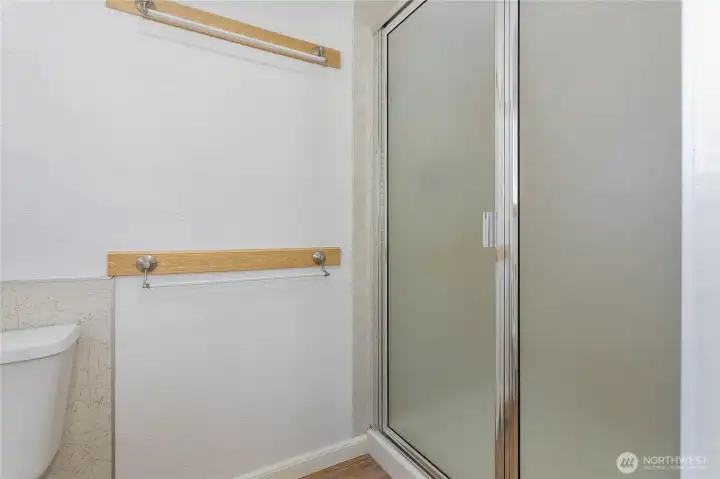 Primary shower and toilet.