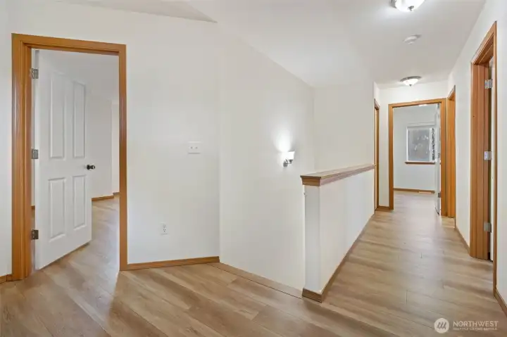 2 floor has 2 bedrooms. 1 full bathroom. Linen closet and a spacious primary suite