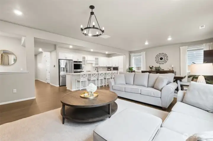 The spacious Great Room is warm and welcoming, the perfect place to relax after a long day.