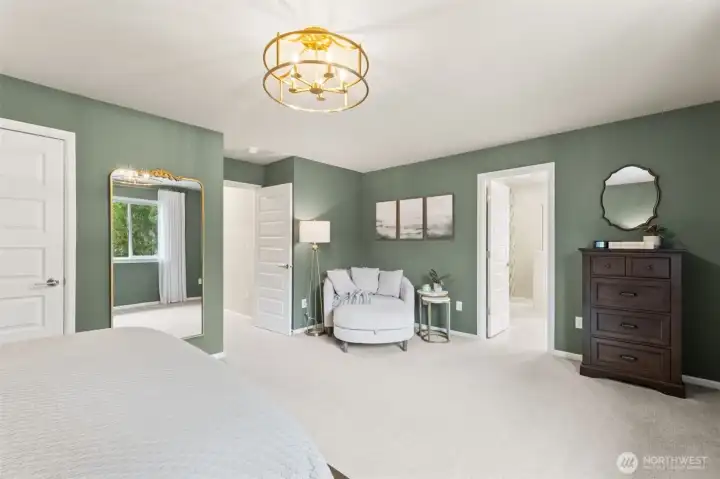 An expansive walk-in closet in the owner’s suite offers impressive storage. Everything has its place in this thoughtfully designed home.