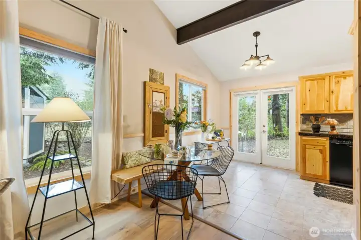 Dining area leading to back yard.