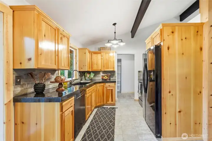 Custom made cabinets & granite counter tops.