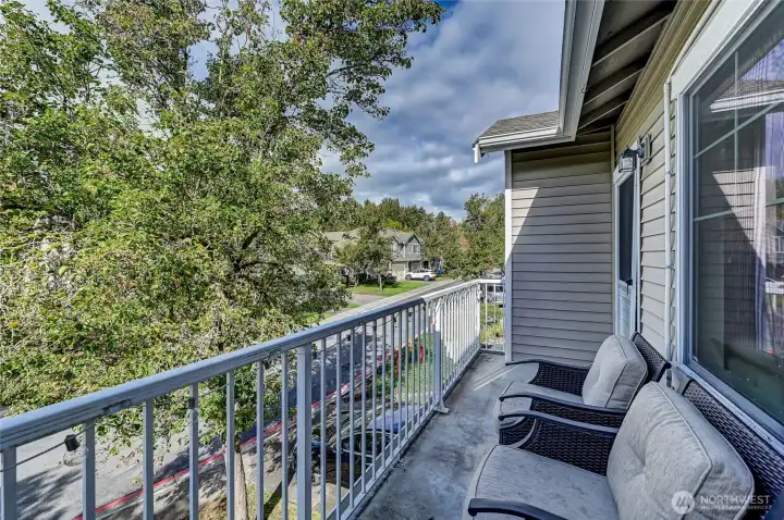 The personal deck is both spacious and private - offering an ideal outdoor retreat. Plenty of space for entertaining and a BBQ!