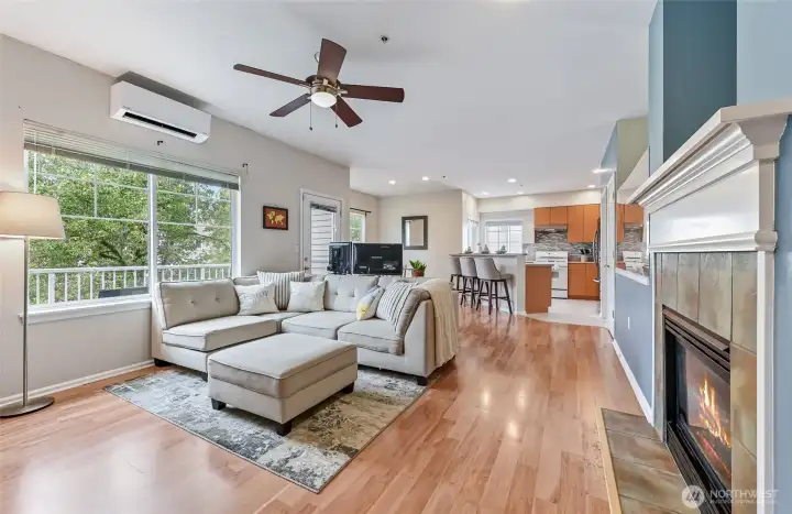 Living room opens to private deck