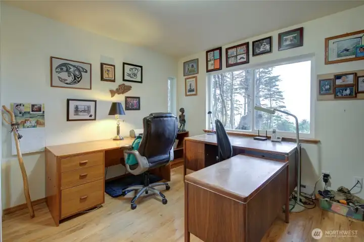On the other side of the living space is a bedroom/office.  There is a huge view, too!