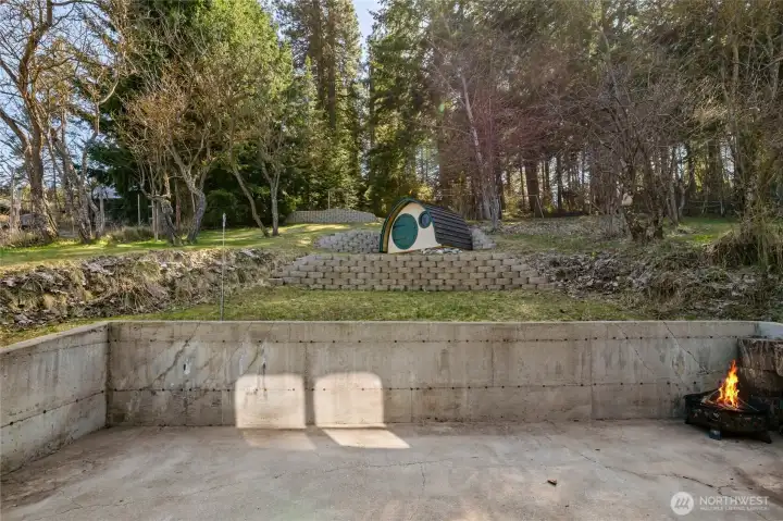 Large back patio feels so private!