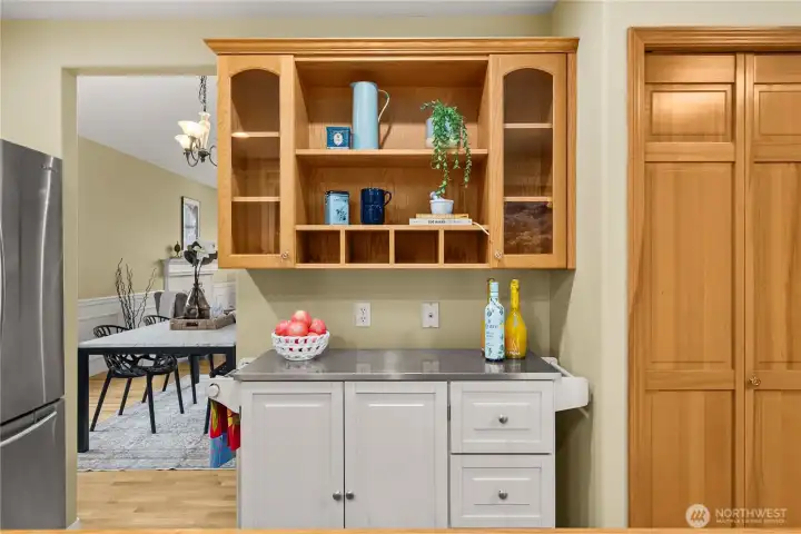 Additional prep space creates the perfect setup for a convenient coffee bar.