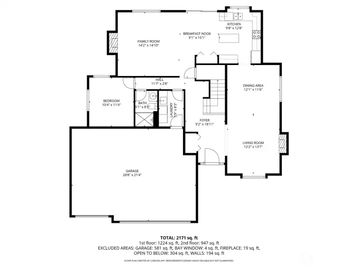 Main-level floor plan featuring a thoughtful layout designed for easy flow between living, dining, and kitchen spaces.
