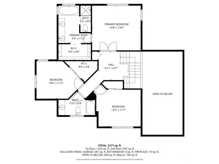 Upper-level floor plan offering a well-designed layout with comfortable bedroom separation and functional flow.