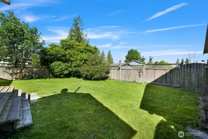 Fully fenced backyard