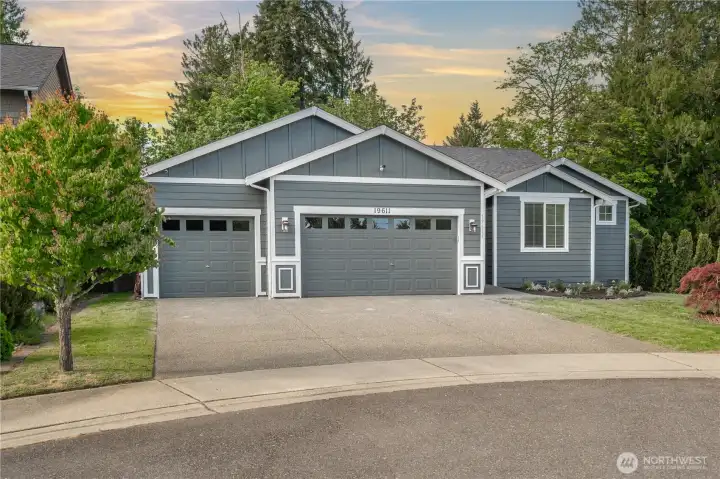 This charming rambler with stunning street appeal is located on a quiet cul-de-sac in a quaint, desirable neighborhood of 11 homes. Three car garage, fresh exterior paint and fully fenced.  Close to schools, shopping, dining and outdoor adventures!