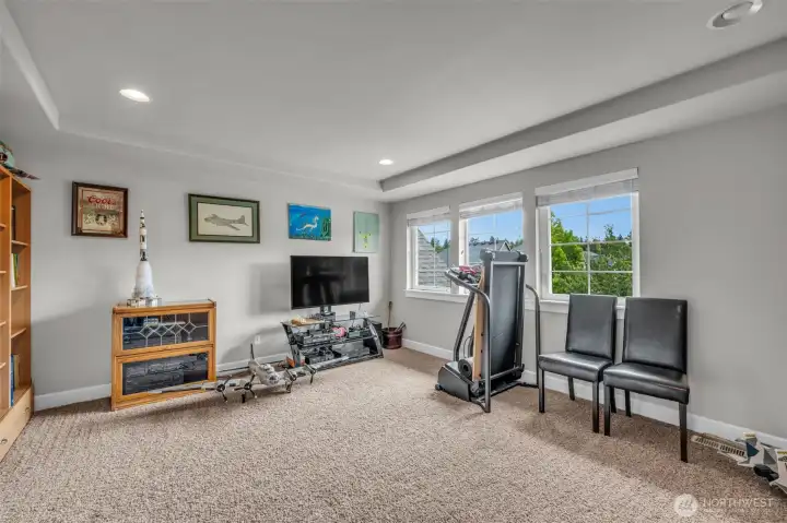 Versatile bonus room ideal for a media room, game room, home gym, or additional living space. Versatile bonus room ideal for a media room, game room, home gym, or additional living space.