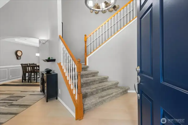 Front entry. Recently installed engineered hardwood flooring.