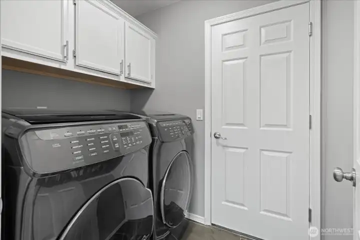Utility room on main floor. Garage entry door.