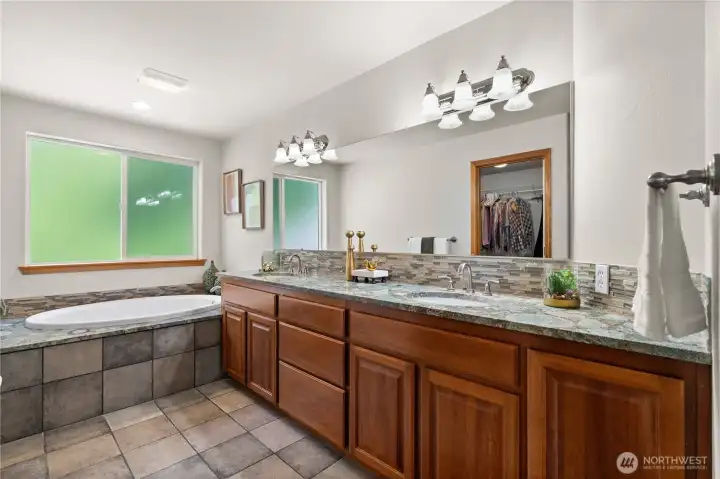 Spacious bath off primary Spacious bath off primary