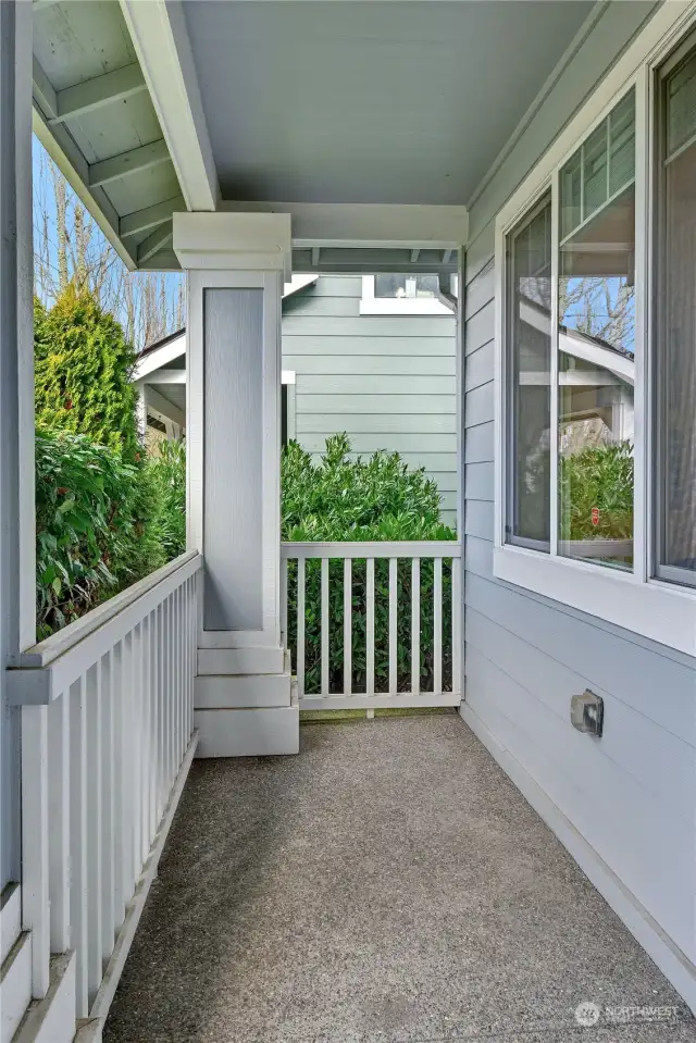 Quaint covered front porch just outside your front door.  And only minutes to one of seven Woodside neighborhood parks.