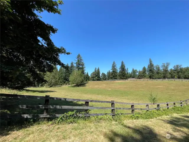 View from the street at the southwest corner of property looking northeast