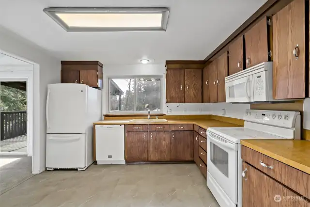 The flooring in the kitchen was just installed.