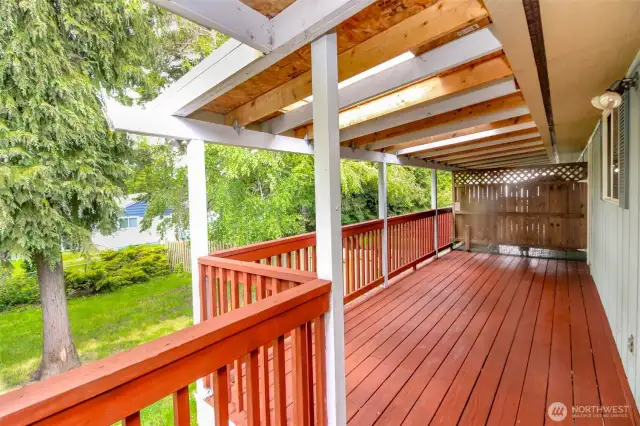 Look at this amazing patio!  Freshly painted!