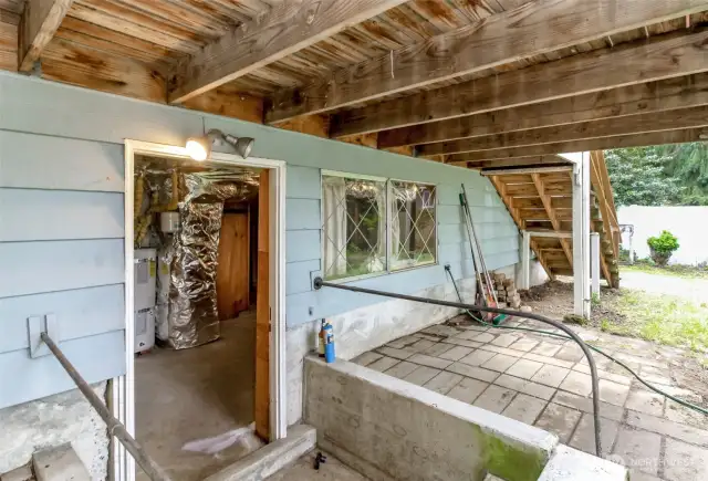 Door to the unfinished basement.