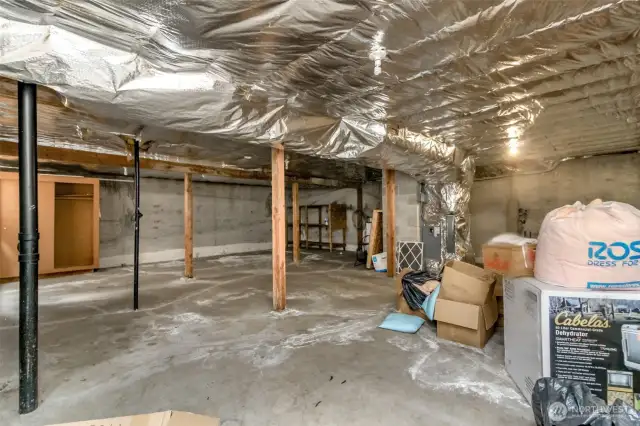 Unfinished basement under the rented side.